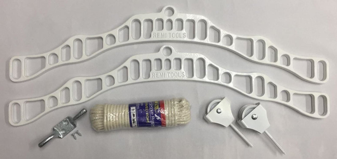 Traditional Kitchen Airer Pulley Dryer White Kit with 6 Wood Laths Slats 1.8M