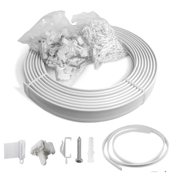 4.5m White Plastic Curtain Track & Glider Rail Set For  Straight or Bay Windows