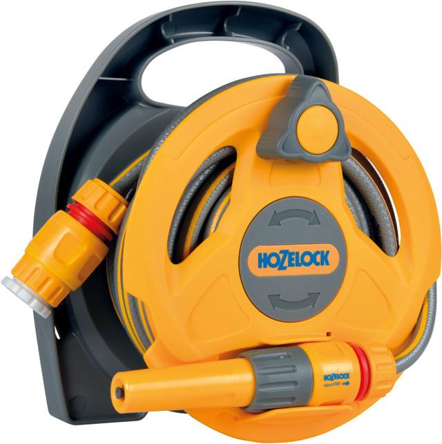 Hozelock 2427 Micro Garden Hose Reel Portable, 10m Hose & Fittings, Easy Rewind,