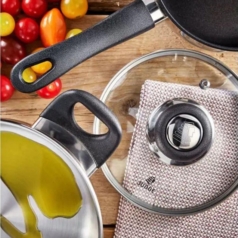 3-Piece Saucepan Set - Judge Vista Stainless Steel Induction Pans (16, 18, 20cm)