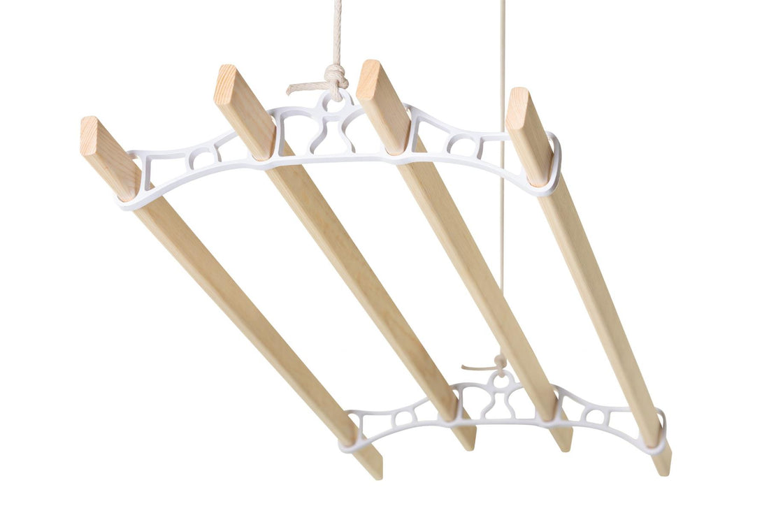 Traditional Kitchen Airer Pulley Dryer Kit White with 4 Hardwood Laths 1.15M