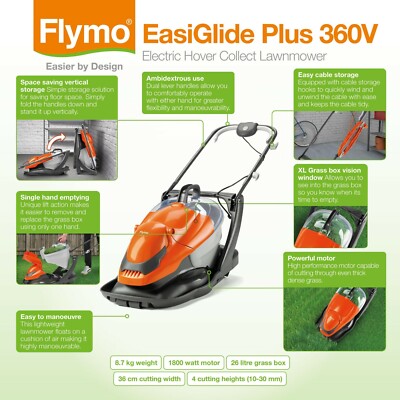 Flymo Lawn Mower EASI GLIDE Plus 360V Collect Hover Mower 360mm