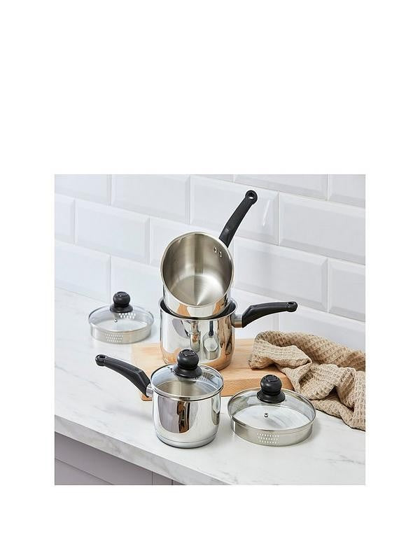 Swan Townhouse Stainless Steel 3 Piece Saucepan Set