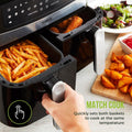 Tower T17088 Vortx 9L Dual Basket Air Fryer with Smart Finish, 2600W, Black tower