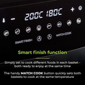 Tower T17088 Vortx 9L Dual Basket Air Fryer with Smart Finish, 2600W, Black tower