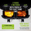 Tower T17088 Vortx 9L Dual Basket Air Fryer with Smart Finish, 2600W, Black tower