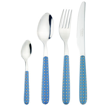 Grunwerg Greenworks 24-pcs Cutlery Set - Recycled Plastic Blue Mosaic Eco Tableware