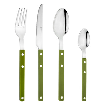 Grunwerg Bistro 16 Piece Stainless Steel  Cutlery Set, Green,  4 Person Dining Place