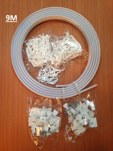 9m Curtain Track & Rail, Flexible Glider Kit with Fittings for Bay Window, White Plastic,