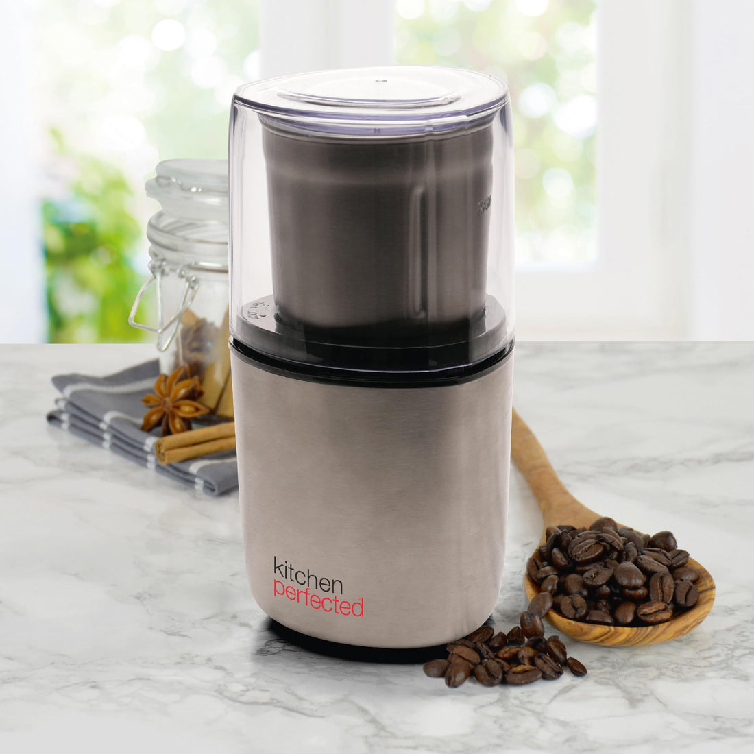 Kitchen Perfected Electric Coffee Grinder 70g Spice Nut Seed Mill 200W Stainless