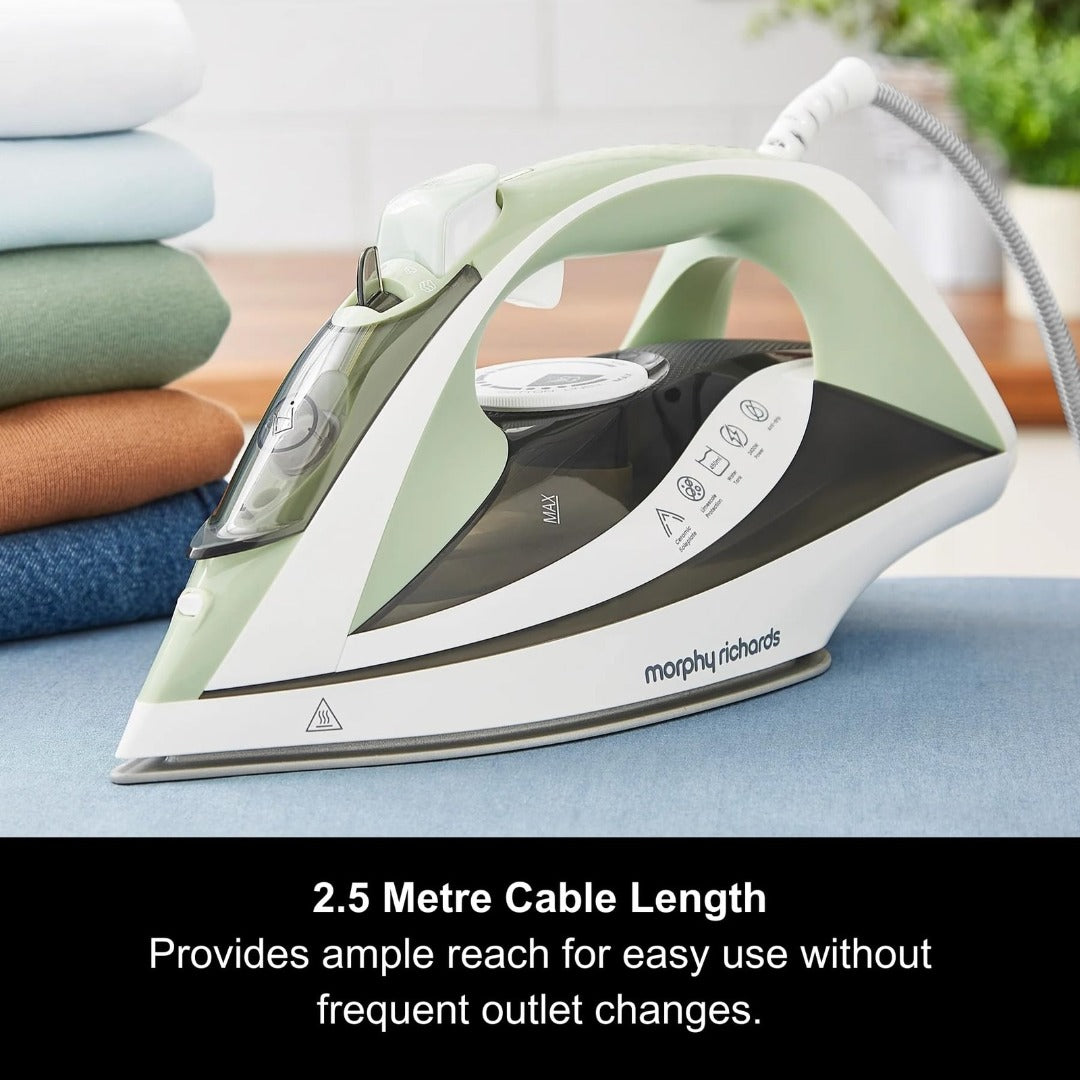 Morphy Richards 302010 Steam Flow Turbo Iron 2400W Ceramic Soleplate 450ml Green