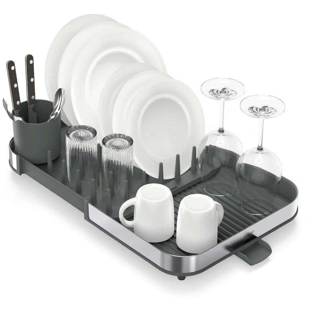Joseph Joseph Duo Expanding Dish Drainer Rack Stainless Steel Cutlery Holder Grey