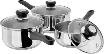 3-Piece Saucepan Set - Judge Vista Stainless Steel Induction Pans (16, 18, 20cm)