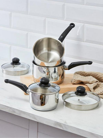 Swan Townhouse Stainless Steel 3 Piece Saucepan Set