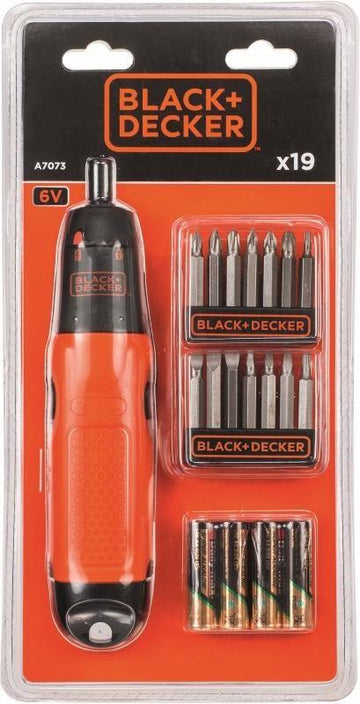Black & Decker Screwdriver Battery Operated Mini Drill 6v 19 Inserts A7073