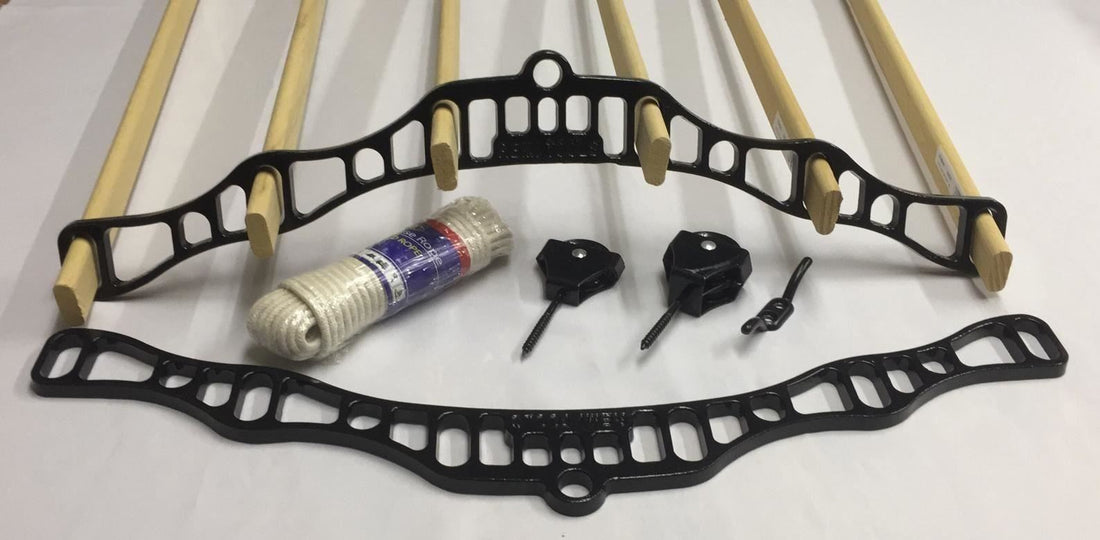 Traditional Kitchen Airer Pulley Dryer Black Kit with 6 Wooden Laths Slats 2M