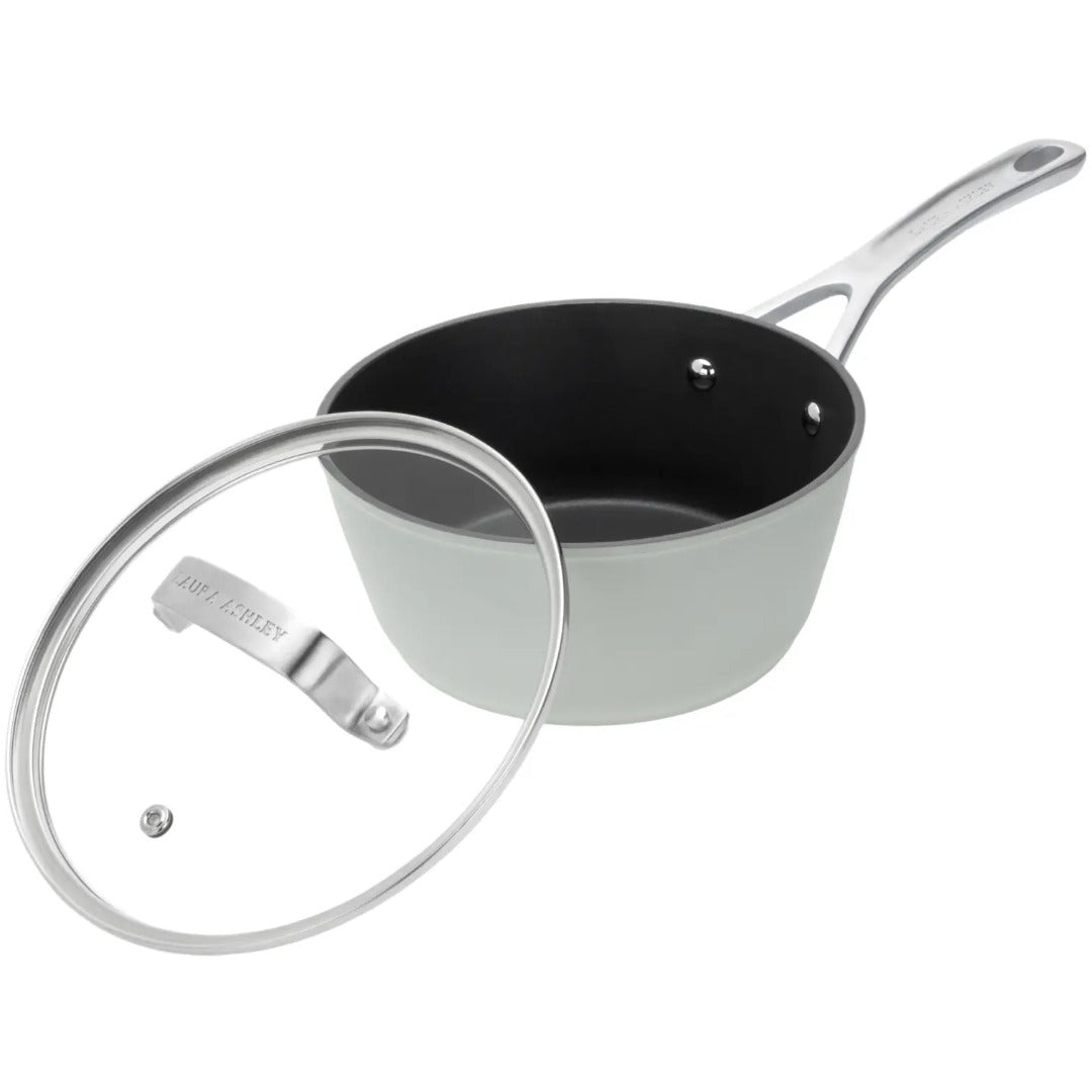 Laura Ashley 20cm Forged Aluminium Non-stick Saucepan with Glass Lid Sage Leaf 5015826913347