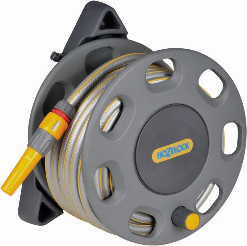 HOS0107 Hozelock 2422 Wall Mounted Compact Garden Reel With 15m Hose Watering Equipment kit