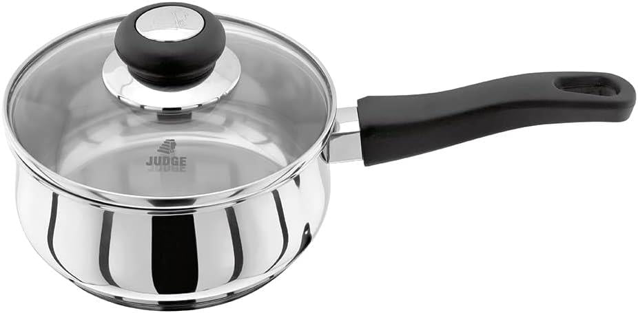 Judge Vista Stainless Steel Large Saucepan 16cm 1L with Vented Glass Lid