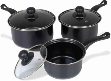 CookEveryday 3 Piece Non Stick Saucepan Set Induction Ready Carbon Steel