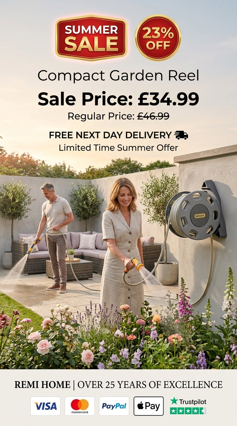 Hozelock 2422 Wall Mounted Compact Garden Reel With 15m Hose Watering Equipment kit