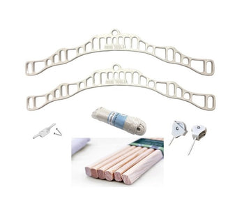 Traditional Kitchen Airer Pulley Dryer White Kit 6 Wood Lath 2.35M (Nearly 8ft)