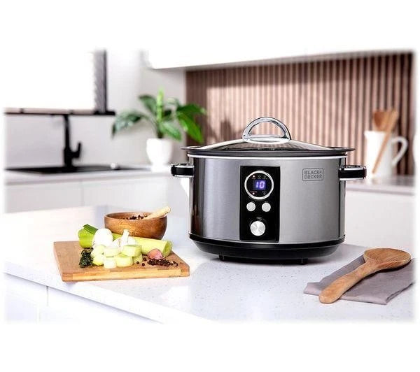 Black + Decker Digital Slow Cooker 3.5 Litre - Silver BXSC16045GB