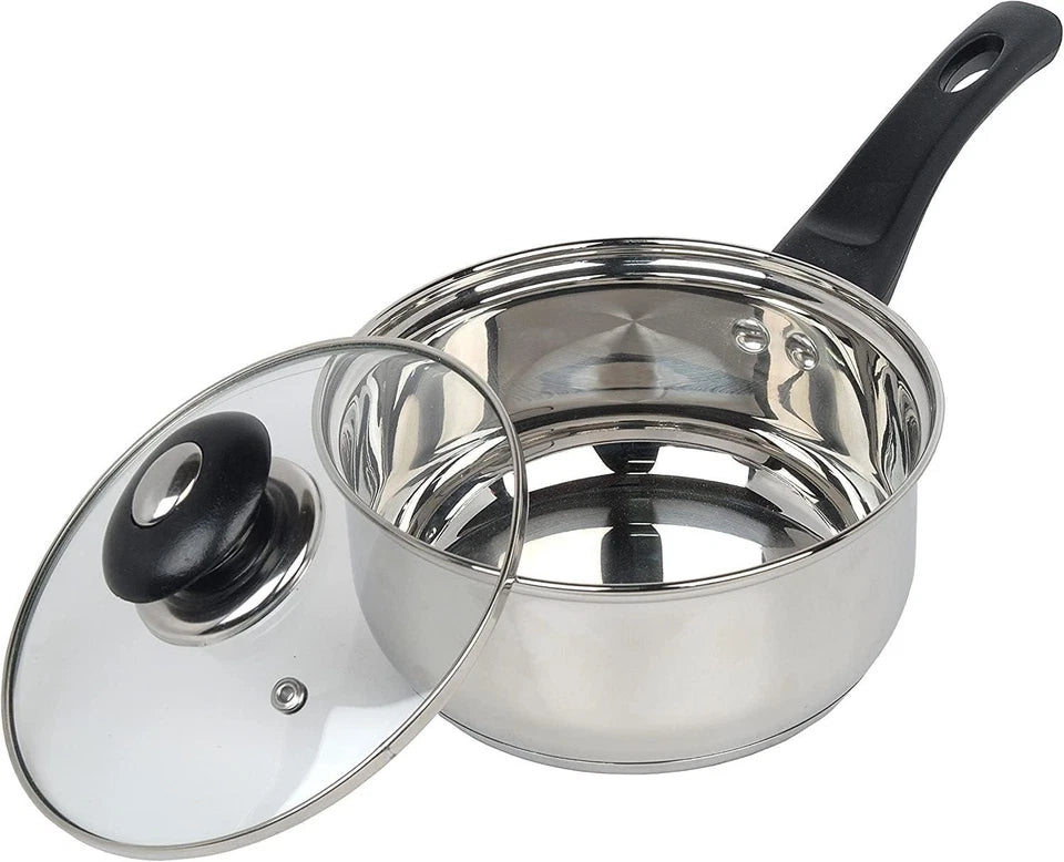 Supreme Vision 3pc Stainless Sauce pan Set with Glass Lids Stainlees Steel