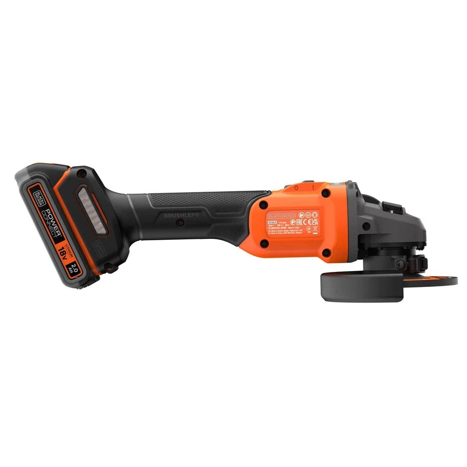 Black+Decker Cordless Brushless Angle/ Sander Grinder 115mm 18v BCG6L8D13